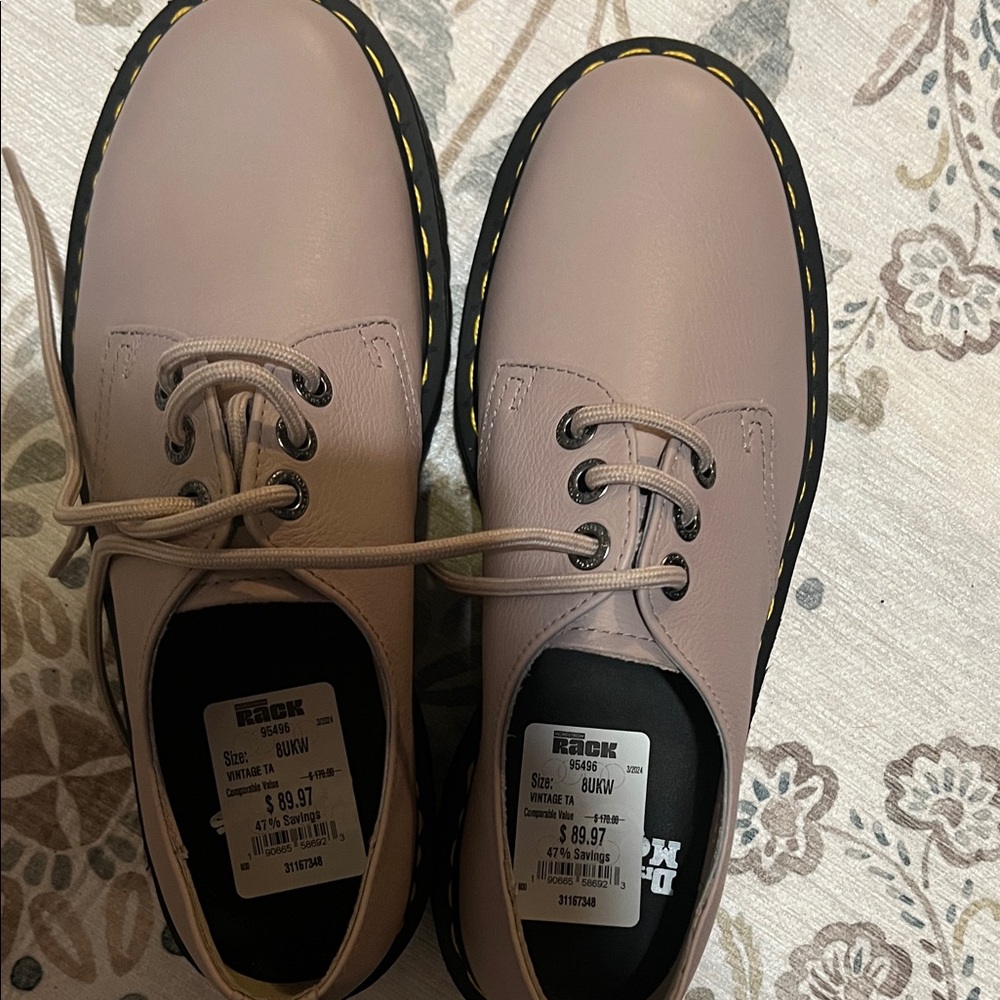 Dr. Martens Women's Blush Pink Leather Lace-Up Platform Boots
